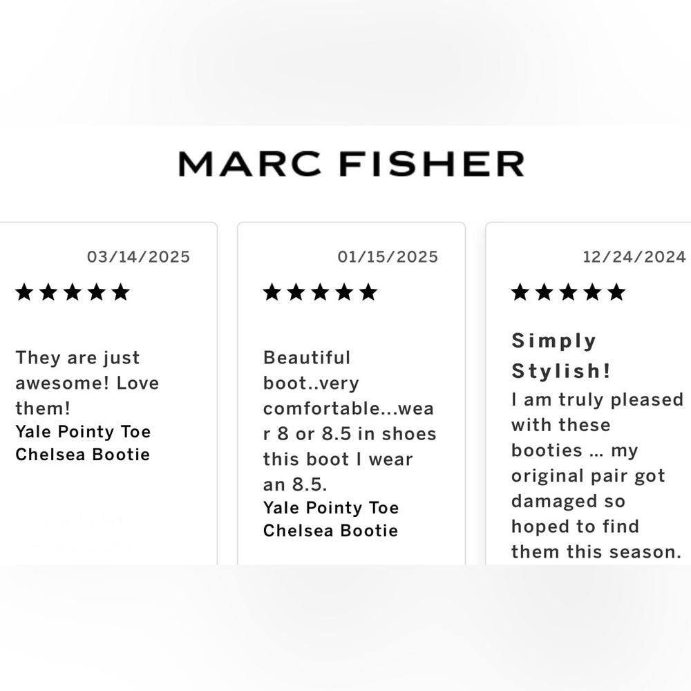 Marc Fisher Yale Pointy Toe Chelsea Booties, Black Leather, Size 7.5 - Picture 12 of 12